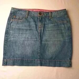 Tommy Hilfiger Women's Denim Mini Skirt Size 2 Medium Wash Cotton Preppy Y2K